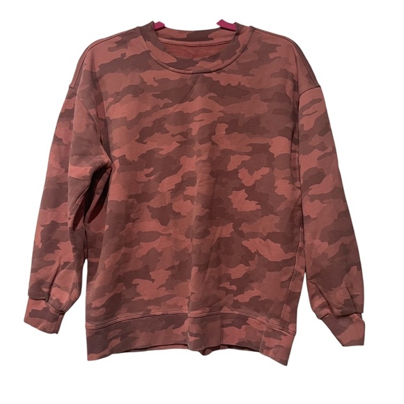Lululemon Perfectly Oversized Crew Heritage Camo Brier Rose Multi Pink Size 6 - Picture 1 of 6